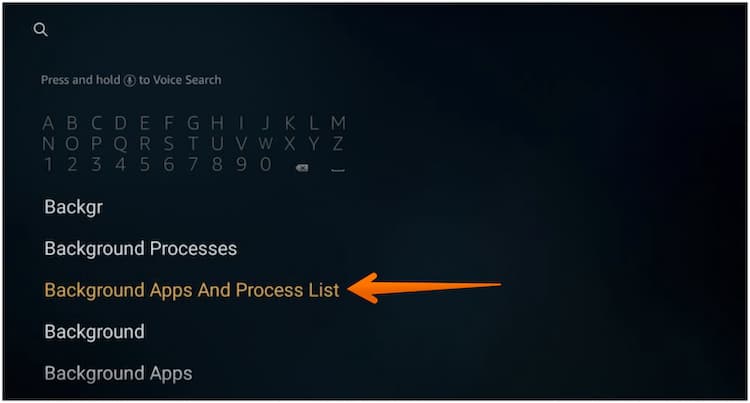 Click on Background Apps and Process list