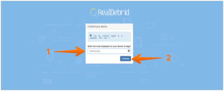 Input Code and Choose Continue