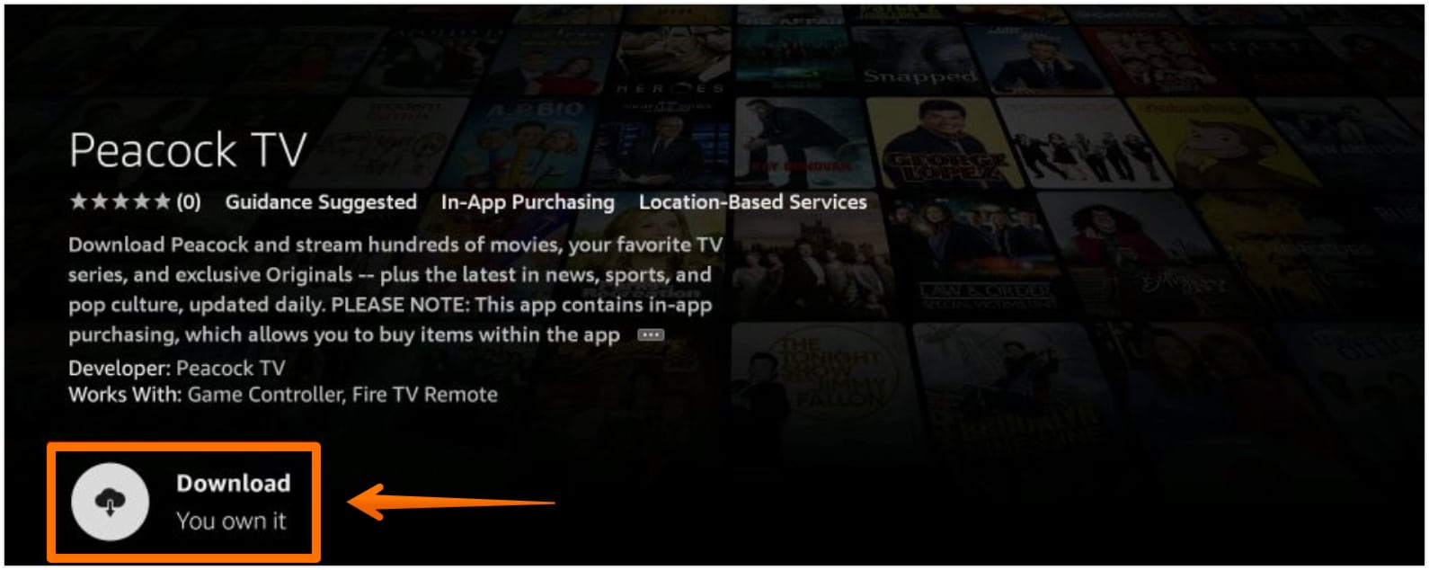 Click on Download to Install Peacock TV on FireStick