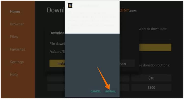 Click on Install for CotoMovies