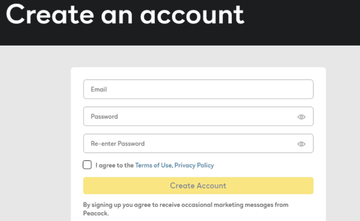 Create Peacock TV Account