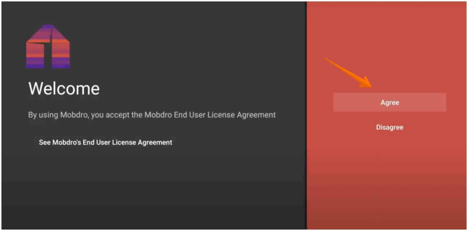 Click on Agree for Mobdro