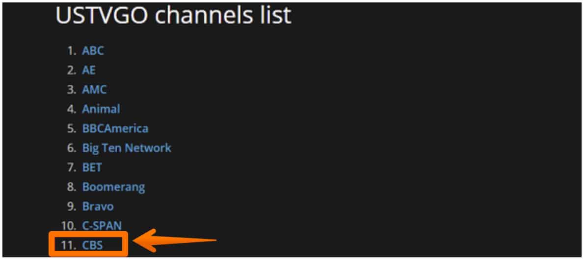 Click on CBS Link