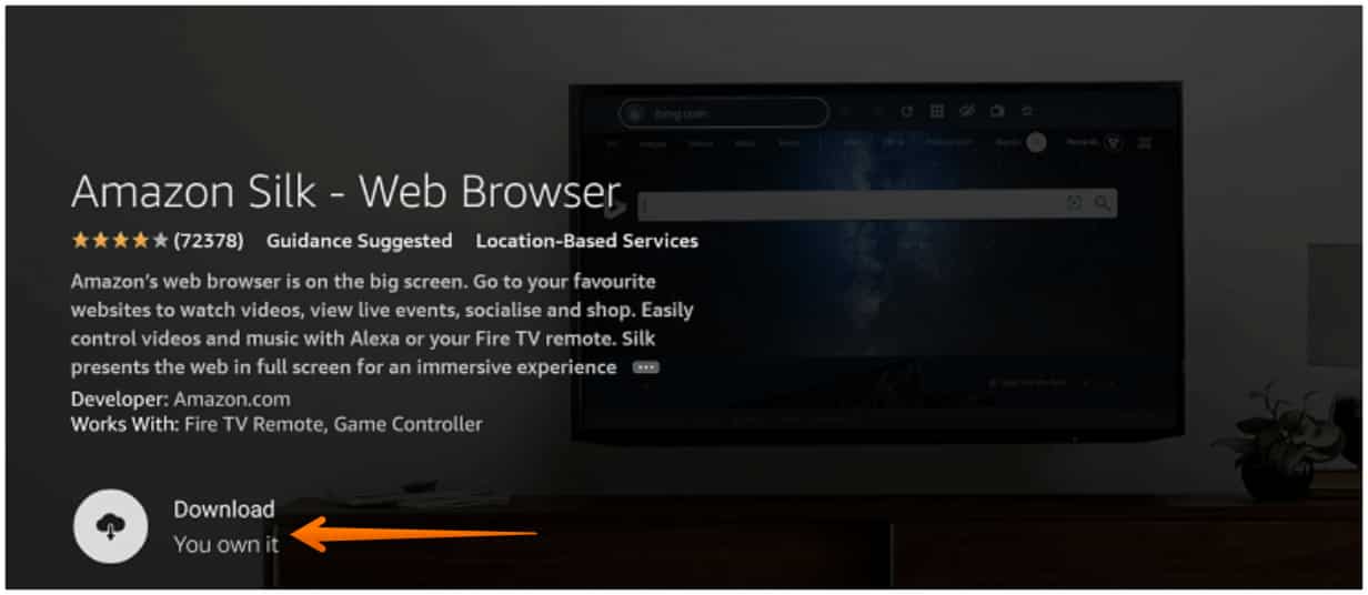 Click on Download for Amazon Silk