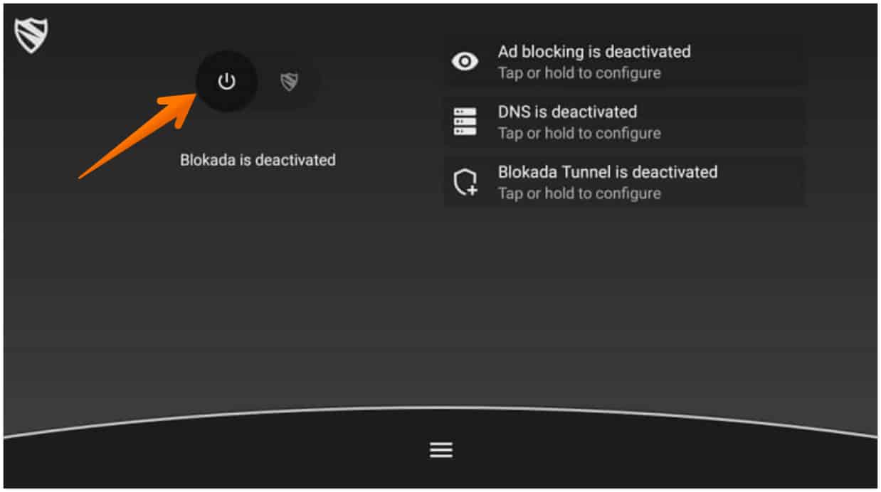 Click on Power Button in Blokada