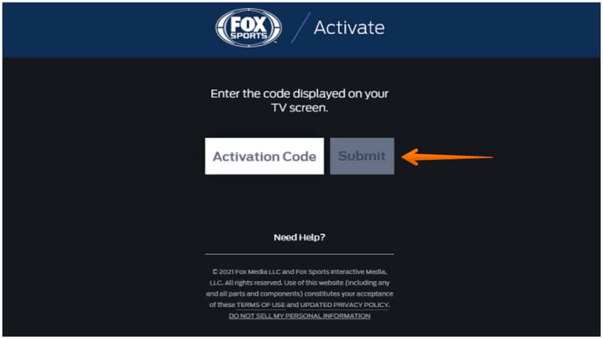 Click on Submit for Fox Sports