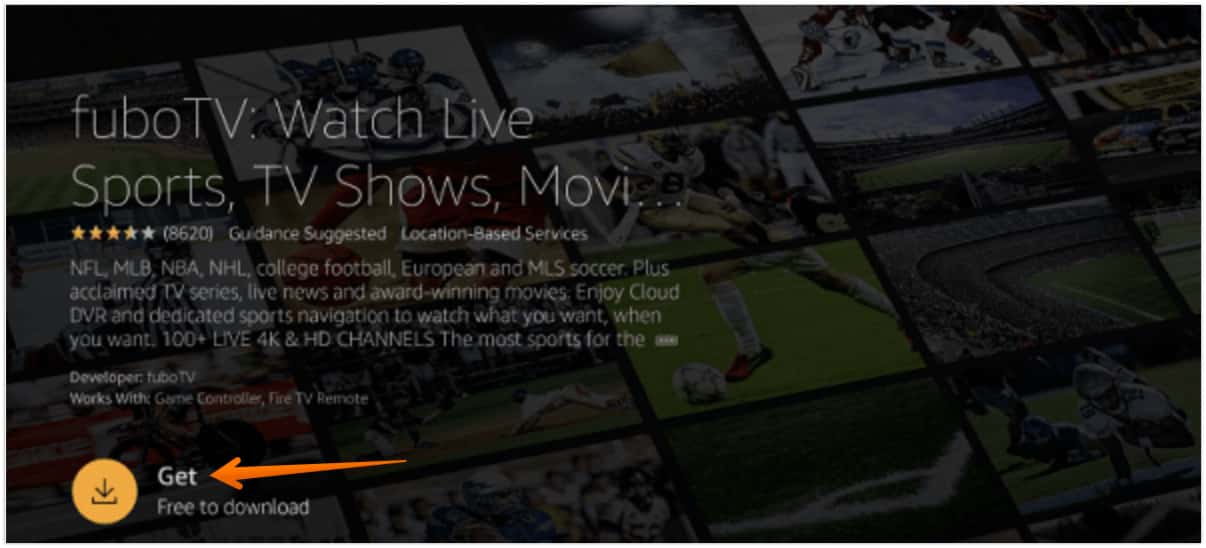 Click on Get for FuboTV